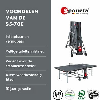 Sponeta S5-70e Tafeltennistafel outdoor grijs