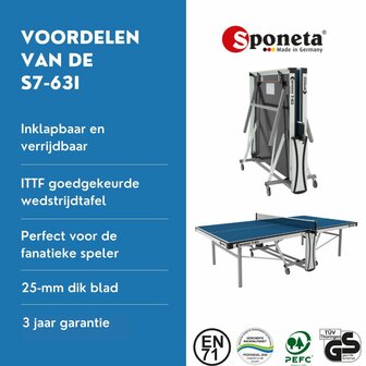 Sponeta S7-63i Allround Compact tafeltennistafel indoor blauw