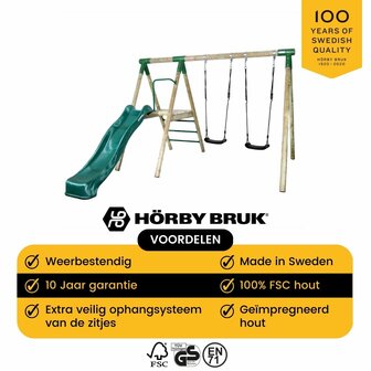 Horby bruk houten Schommel actief glijbaan