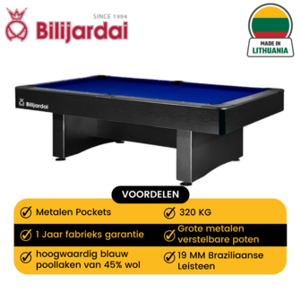 Bilijardai&reg; - Dino Club blauw Biljart-Pooltafel- 7Ft - 3-Delig  Braziliaans 19  mm Leisteen 