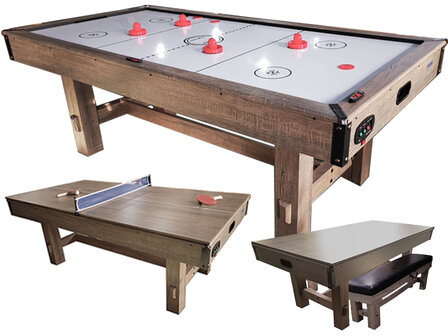 TopTable Timber Dinning Airhockey/Tafeltennistafel indoor met 2 extra pucks en pushers