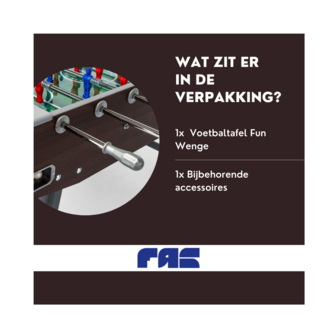 FAS Fun Wenge Voetbaltafel indoor doorlopende stangen zwart