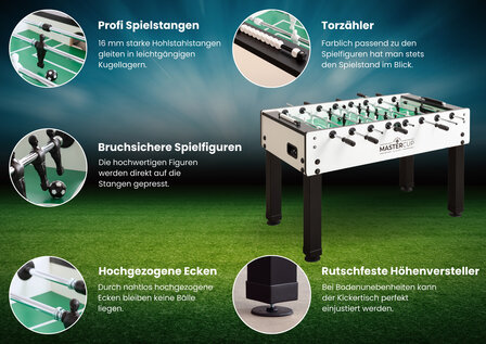 Garlando Voetbaltafel MasterCup Black &amp; White &ndash; Strak design, professioneel speelplezier