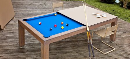 Vision Outdoor Pooltafel 7ft &ndash; Massief Europees Eiken, 3-delige Leisteen, Speciaal Buitenlaken