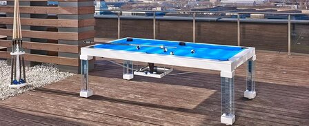 Vision Outdoor Pooltafel 7ft &ndash; Massief Europees Eiken, 3-delige Leisteen, Speciaal Buitenlaken