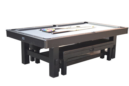 TopTable Pooltafel Dinner Black Wood incl. bankenset 8FT