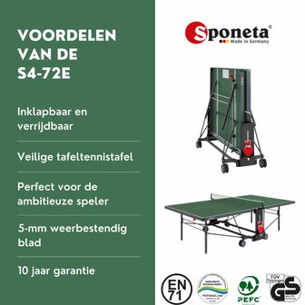 Sponeta S4-72e Tafeltennistafel outdoor groen expertline