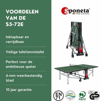 Sponeta S5-72e Tafeltennistafel outdoor groen