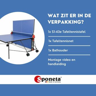 Sponeta S1-43e Tafeltennistafel Outdoor blauw Compact inklapbaar