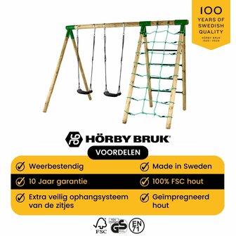 Horby Bruk houten schommel actief