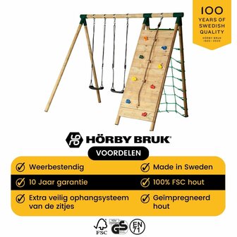 Horby Bruk Houten schommel met klimwand 