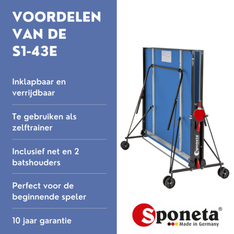 Sponeta S1-43e Tafeltennistafel Outdoor blauw Compact inklapbaar