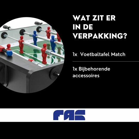 FAS Match Voetbaltafel met doorlopende stangen zwart