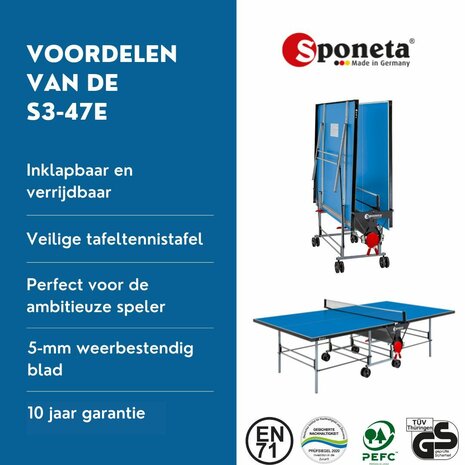 Sponeta S3-47e Tafeltennistafel outdoor blauw