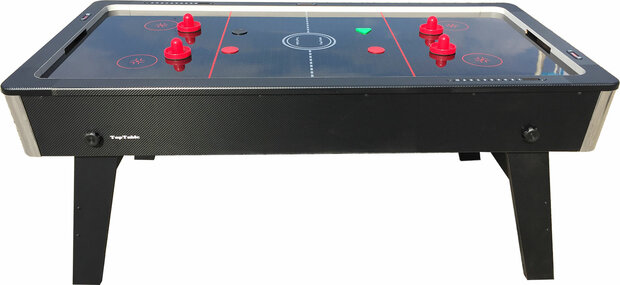 TopTable Foldy-Carbon Airhockeytafel Inklapbaar Zwart-Grijs 6,5ft met 2 extra pucks en pushers