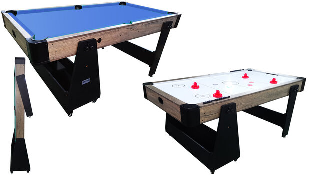 TopTable Airhockey/Pooltafel Twist 2-1 Wood Inklapbaar indoor