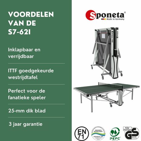 Sponeta S7-62i Allround Compact tafeltennistafel indoor groen