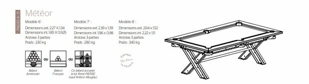 René Pierre® Meteor Biljart/Eettafel Design 8Ft Met 3-Delig Leisteen