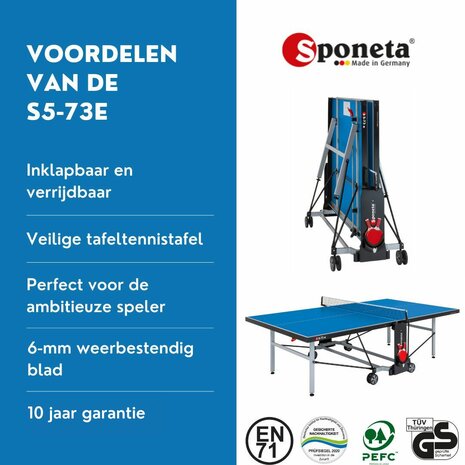 Sponeta S5-73e Tafeltennistafel outdoor blauw