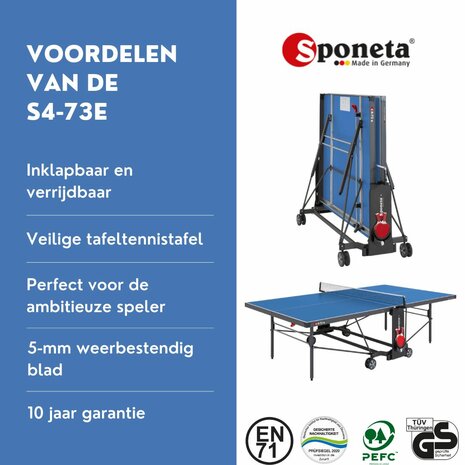 Sponeta S4-73e Tafeltennistafel outdoor blauw