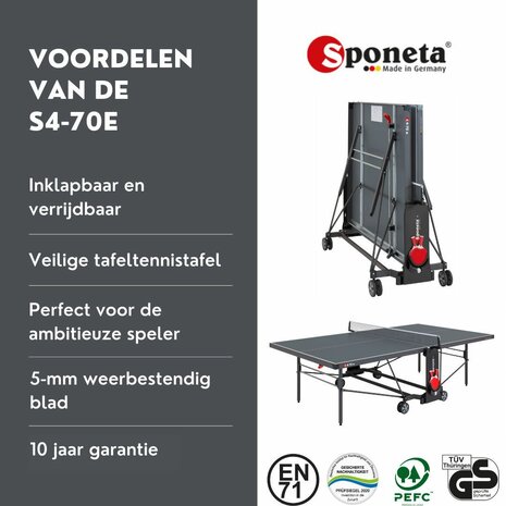 Sponeta S4-70e Tafeltennistafel outdoor grijs