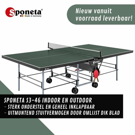 Tafeltennistafel robuust Indoor Sponeta S3-46i