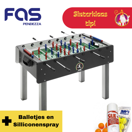 FAS Match Voetbaltafel met doorlopende stangen zwart