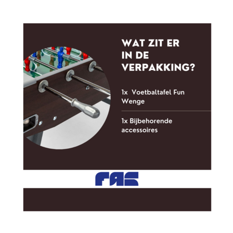 FAS Fun Wenge Voetbaltafel indoor doorlopende stangen zwart