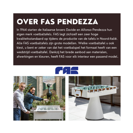 FAS Fun Wenge Voetbaltafel indoor doorlopende stangen zwart