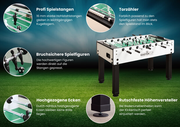 Garlando Voetbaltafel MasterCup Black & White – Strak design, professioneel speelplezier