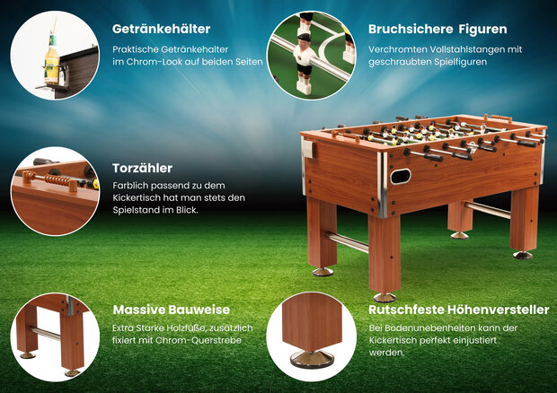 Bandito Voetbaltafel Profi de Luxe - Bruin