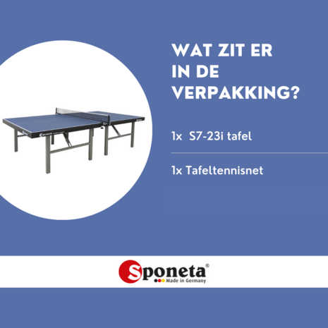 Sponeta S7-23i Tafeltennistafel indoor blauw-vaste opstelling