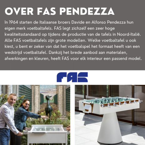 FAS Charme Voetbaltafel indoor doorlopende stangen wit
