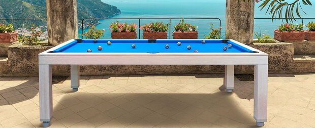 Vision Outdoor Pooltafel 7ft – Massief Europees Eiken, 3-delige Leisteen, Speciaal Buitenlaken