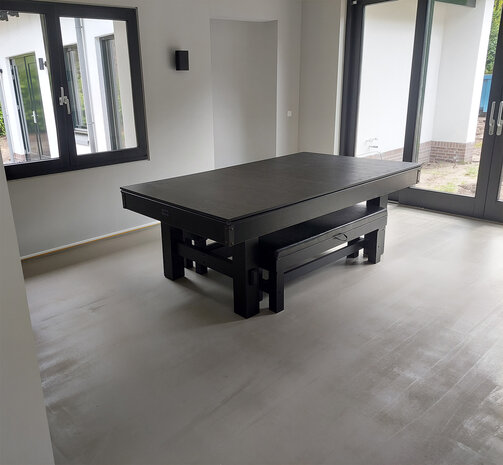 TopTable Pooltafel Dinner Black Wood incl. bankenset 8FT