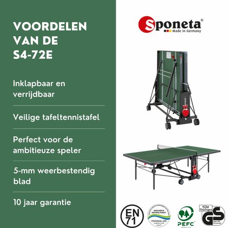 Sponeta S4-72e Tafeltennistafel outdoor groen expertline