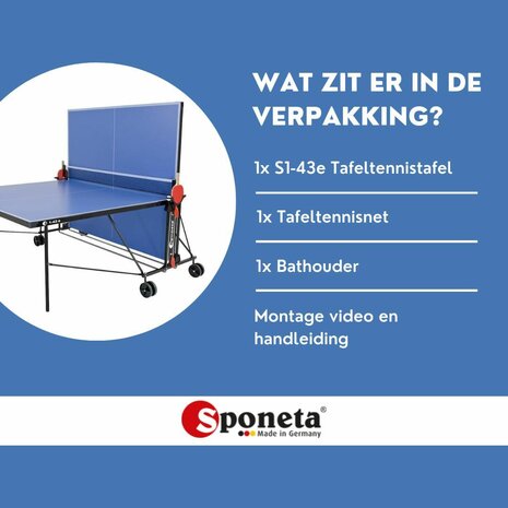 Sponeta S1-43e Tafeltennistafel Outdoor blauw Compact inklapbaar