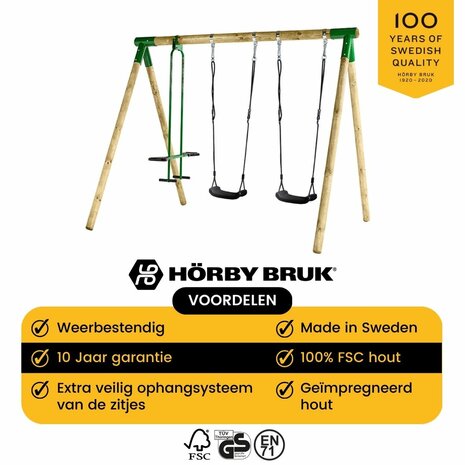 Horby bruk houten Schommel  klassiek
