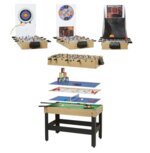 RenéPierre 15 in 1 Multi-speeltafel indoor hout-look met telescoopstang RenéPierre 15 in 1 Multi-speeltafel indoor hout-look met telescoopstang